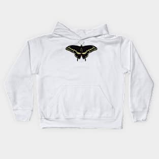 Black Swallowtail Butterfly Illustration Pattern Kids Hoodie